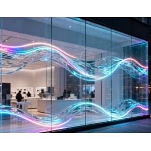 P8 5V Indoor LED Transparent Film Screen Slim Lightweight Adhesive FilmSmart Display For Store Window Advertising Bar Hotel Decoration