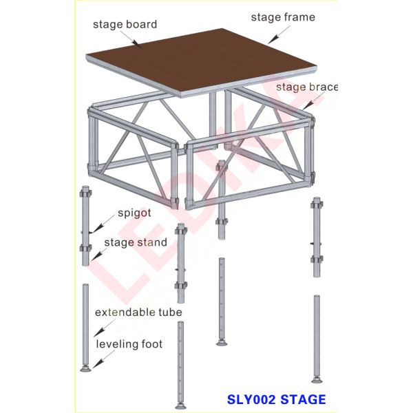 Adjustable Height Outdoor Stage Platforms With Aluminum Alloy 6061-T6