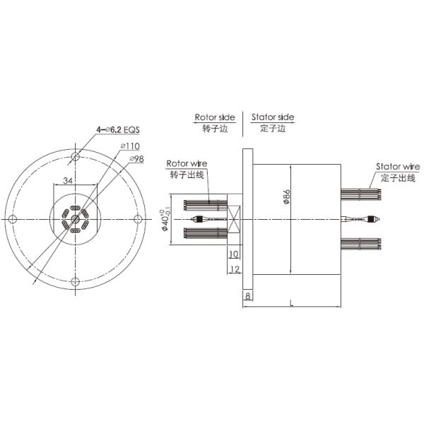 1 дизайн 1310nm 1550nm кольца выскальзывания электрического FORJ оптического волокна канала роторный совместный