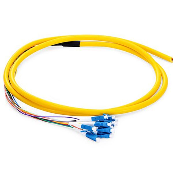 12F LC Pre - terminated Fiber Optic Pigtail SM 9 / 125μm LC UPC With G657A2 Bunch Fanout 0.9mm 0.5M LSZH Jacket Yellow
