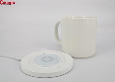 Smart heated mug with wireless pad self-heating cup keep drinks hot at 55℃ white color