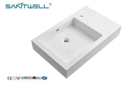 SWF800 Small Size L Left Hand Customized Artificial Stone Basins Thick Edge Semi-Counter Sinks For Hotel Bathroom