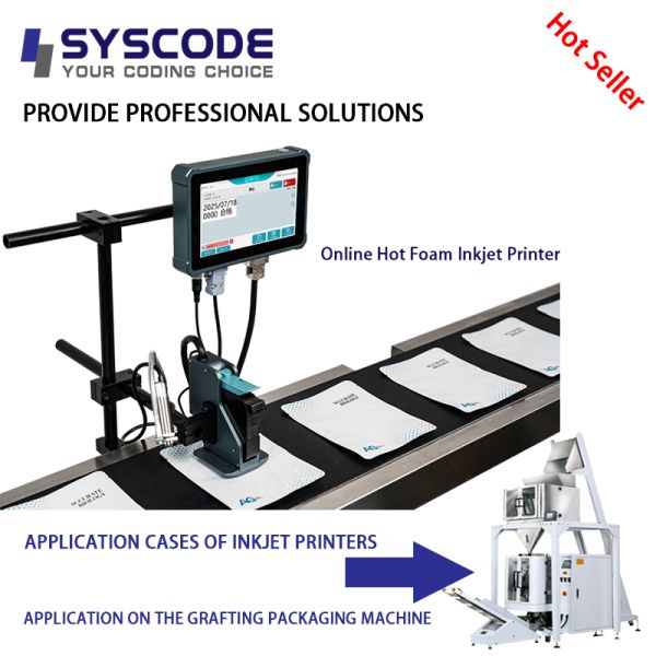 Syscode H200 GMP-compliant printer for expiry dates, batch numbers, and serialization on medicine packaging. Ensures full traceability.
