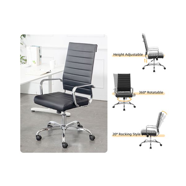 Pu Leather Adjustable Height 0.35m3 Ergonomic High Back Mesh Office Chair