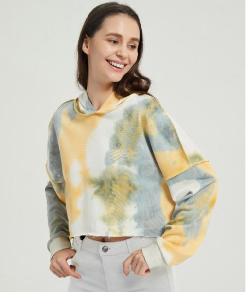 100 partes superiores desproporcionados dos Hoodies da camiseta do pulôver da camiseta da tintura do laço do inclinação das mulheres do poliéster