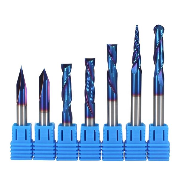 YingBa Tungsten Steel Nano Blue Coated 1/2 1/4 End Mill for Woodworking Tool Sets Manufacturing Production Milling Cutter