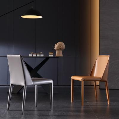 Altura de jantar de couro de jantar minimalista preta das cadeiras 50cm Seat de Brown da sela da cadeira