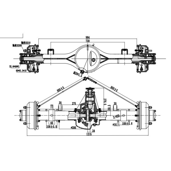 Дуктильная цапфа трицикла утюга 5T нагружая задняя с тормозом масла