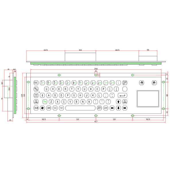 Клавиатура металла 304SS IK07 бунта промышленная с сенсорной панелью