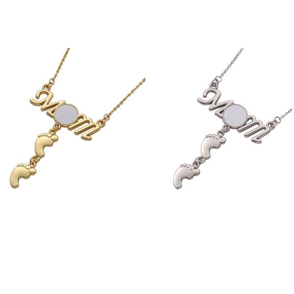 Regalo para el Día de la Madre Collar de sublimación Collar de huellas Collar personalizado Collar para mamá y bebé