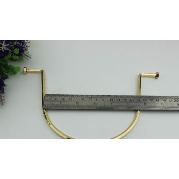 Handbags manufacturers zinc alloy light gold 220 mm length metal handle for handbag accessories