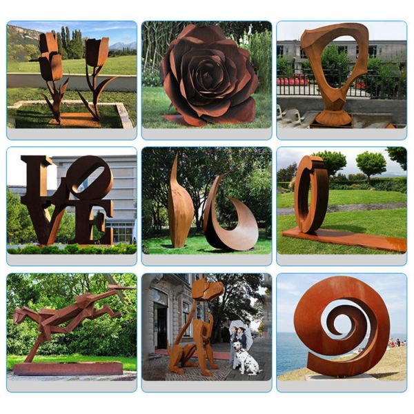 Garden Landscape Corten Steel Sculpture Cactus Metal Yard Art Natural Rusted