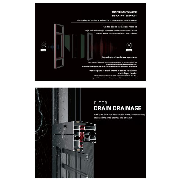 Удар урагана тепловой разрыв двойного остекленного алюминия французский алюминий коммерческий скользящее окно цена