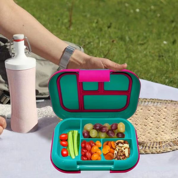 Bento Box For Teens Kids Lunch Box Containers Versatile Leakproof 4-Compartment Bento-Style Lunch Box Portion-Controlled
