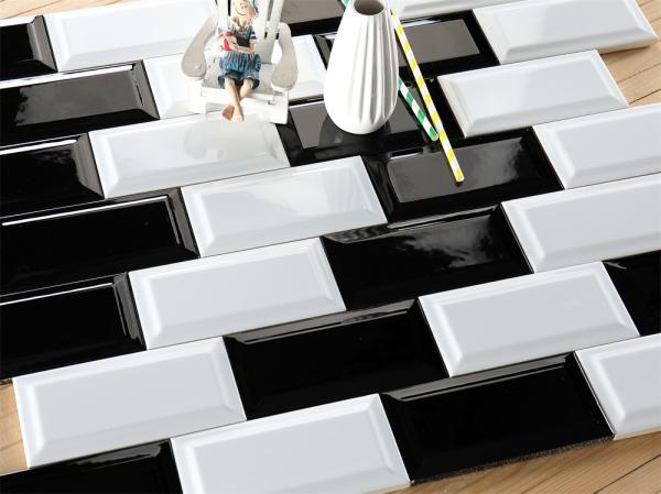 White And Black Basic Bread Tiles And Subway wall Tiles 75x152mm For Kitchen