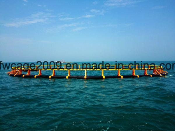 Jaula circular de HDPE para peces, diámetro 13m-50m, con tubería flotante de 200mm-400mm