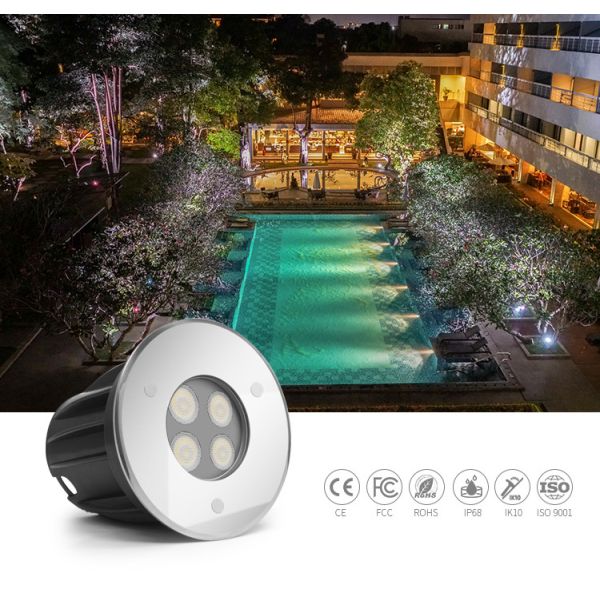 Pure White 24V Underwater Pool Light Fixture 316L Stainless Steel Shinning Angle 30°