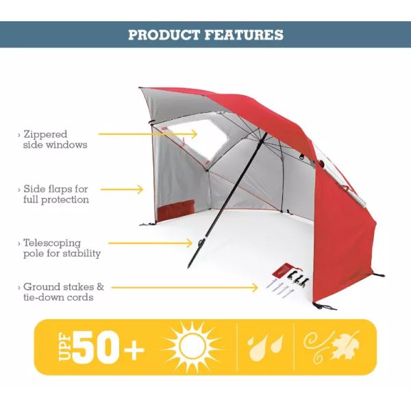 Multifunctional Assembly Tent Beach Umbrella for UV Protection and Windproof Design
