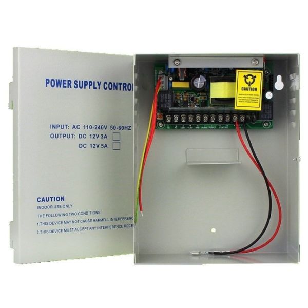 Door Access Control Power Supply 100-240v AC 12v DC 5A with Backup Battery Interface