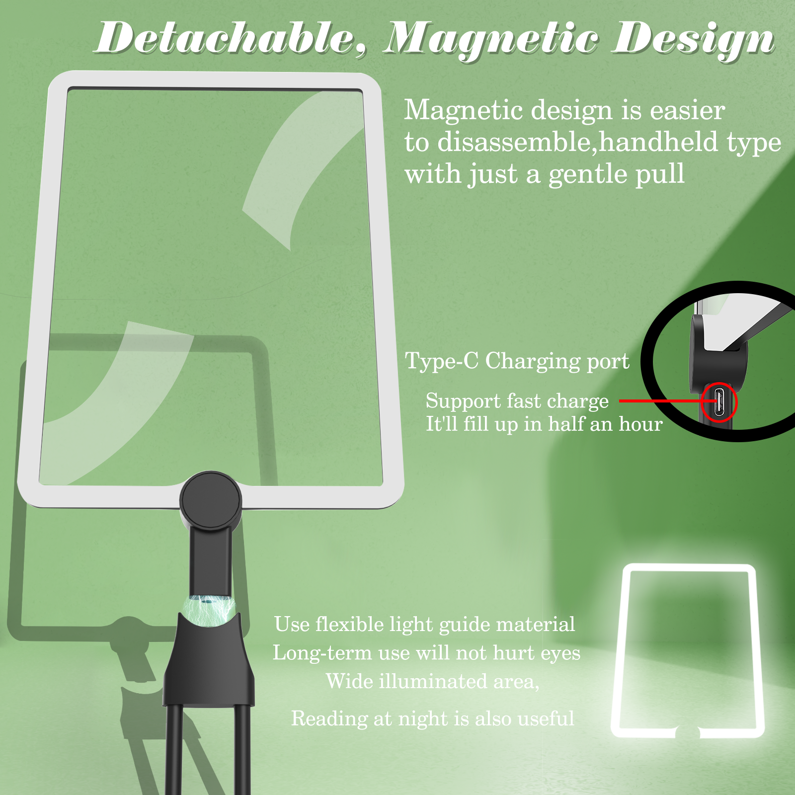 Free 3-in-1 Magnifying Glass-LED Lighted & High Transparency Square Lens  Magnifier Glasses with Led Light