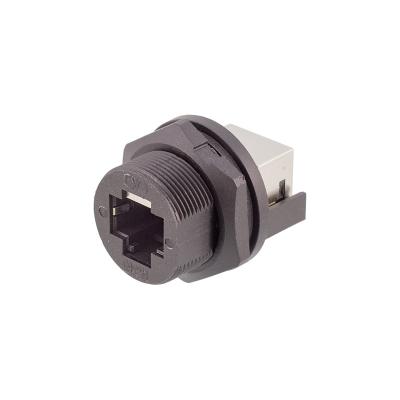 Uso elétrico impermeável da placa do preto do grau do conector de cabo 180 e 90 do RJ45 IP67