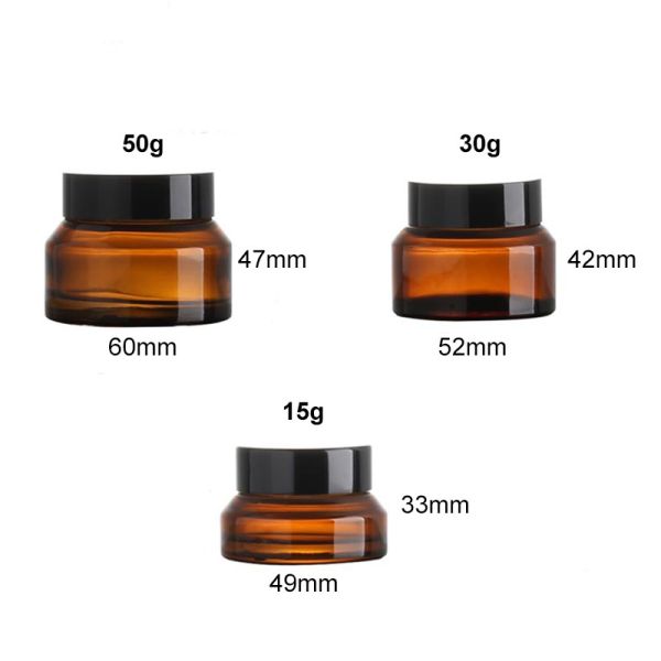Amber Oblique Shoulder Eye Cream Glass Jars 15g 30g 50g