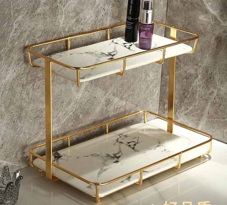 Moisture Proof SS Bathroom Counter Stand , Waterproof 2 Tier Storage Rack