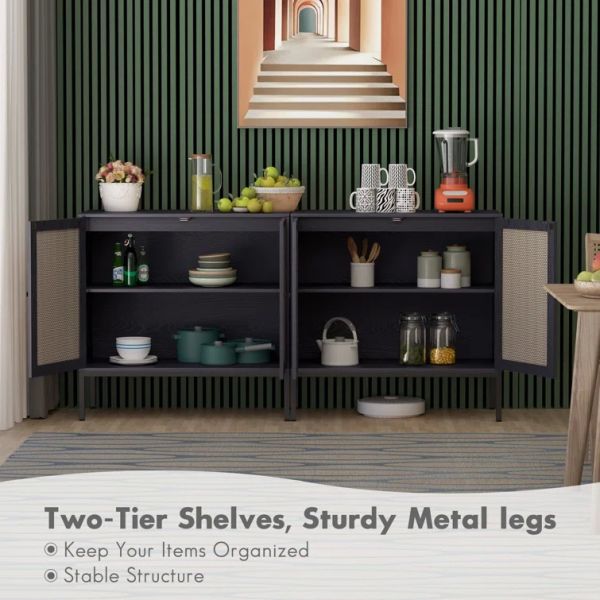 Decorative MDF Slat Wood Cabinet Sideboard Kitchen Apartment