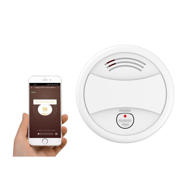 Smart Wifi Photoelectric Smoke Alarm With LCD Display 90 Decibel Low Power