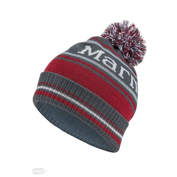 Blue / Red Retro Cuffed Cool Pom Pom Beanies , Youth Winter Beanie With Pom Pom