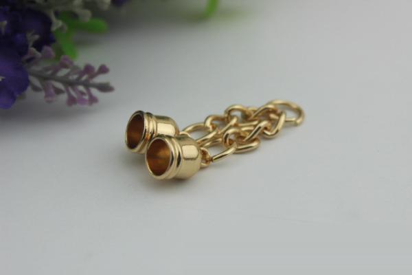 ODM / OEM good quality zinc alloy light gold handbag metal tassel cord end caps with chain