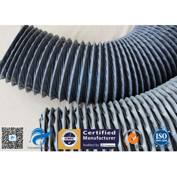 Шланг серого цвета 200ММ ткани стеклоткани воздуховода ХВАК гибкий покрытый ПВК водоустойчивый