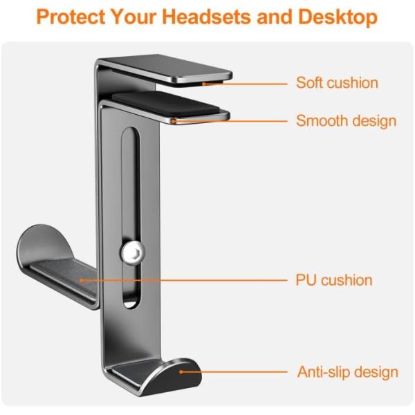 Headset Holder with Cable Organizer Adjustable Metal Headphone Stand Customized Logo