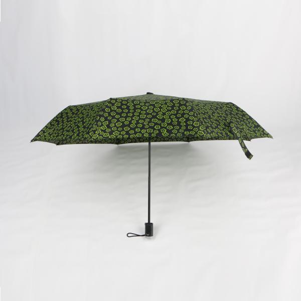 21 Inch Green Promotion Three Fold Umbrella With Handle Led Light Durable