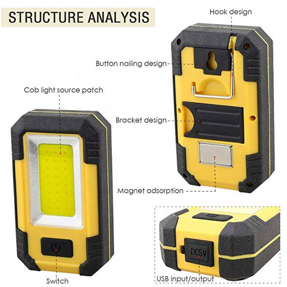 Factory Direct Sale LED Outdoor Camping Light USB Charging with Magnet Access Light COB Working Lights