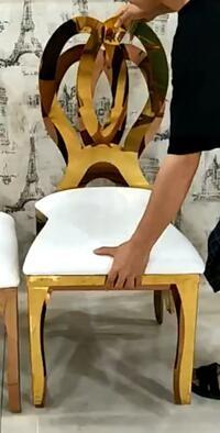 Gold Stackable Event Wedding Dining Chairs Stainless Steel Metal Frame Accent Chair