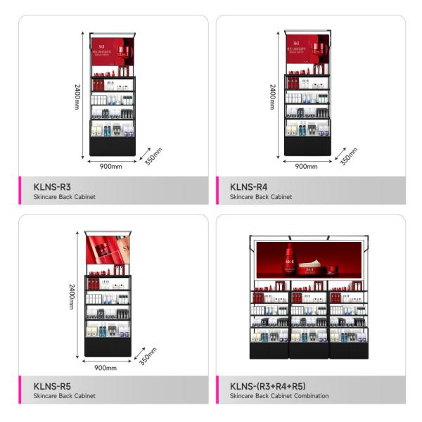 Black and White Painted Wooden Cabinet Beauty Store Display Stand with Light Strips for Cosmetic Store Display Furniture