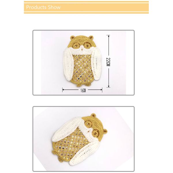 Cute Bear Sew On Embroidered Patches / Rope Patch Personalized Pattern Sequin