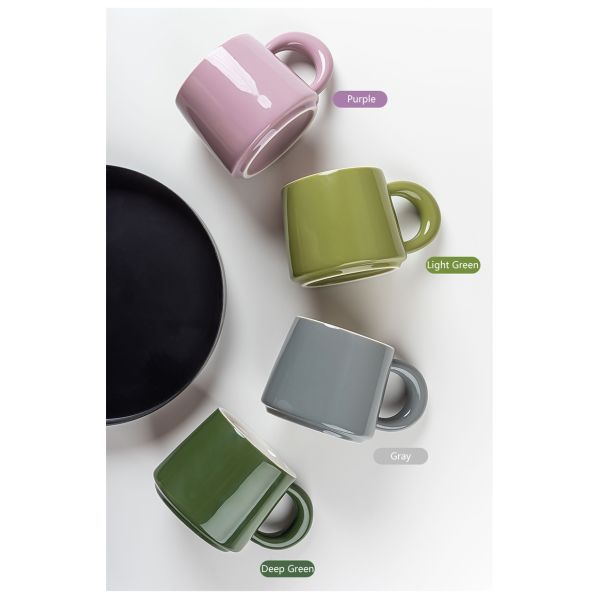 Personalised Handgrip Porcelain Milk Coffee Mug Nordic Gift Set Custom Pottery Mugs