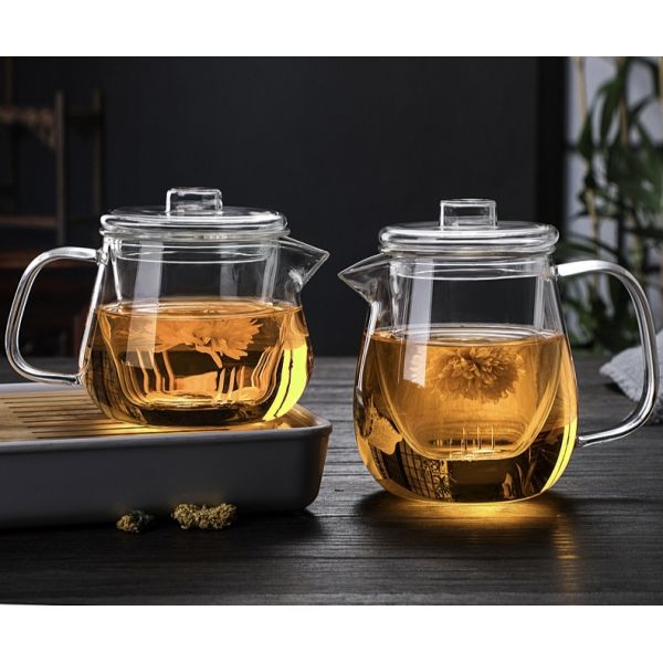 Modern Household Glass Tea Set Explosion Proof Glass Teapot With Removable Infuser