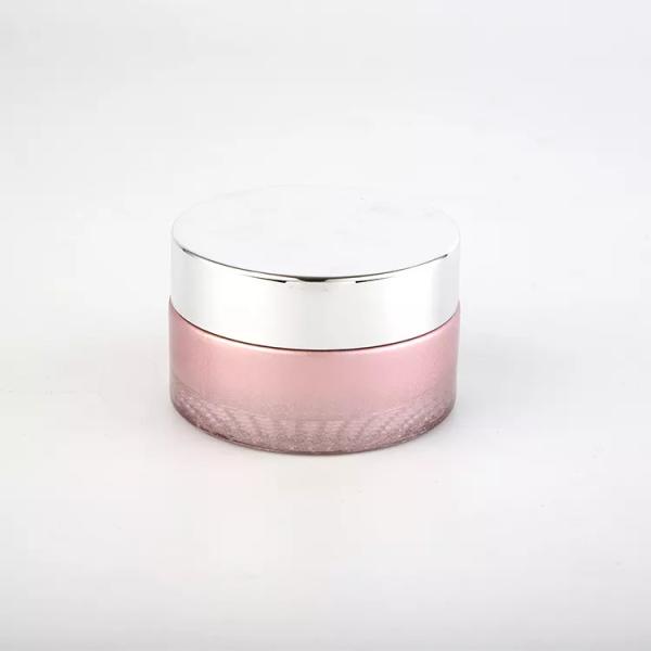 O creme plástico do vidro da tampa range frascos cosméticos retos de Matt Pink 50g do círculo