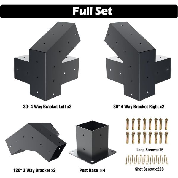 Woodworks Pergola pergola Brackets 3-Way Right Angle Corner Bracket DIY Elevated Wood Stand for 4x4 