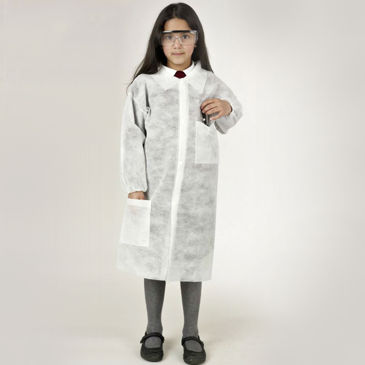 S&J Disposable 3 pocket PP/SMS/Spunlace children chemistry laboratory lab coat doctor scientist cosplay science lab coat for kid