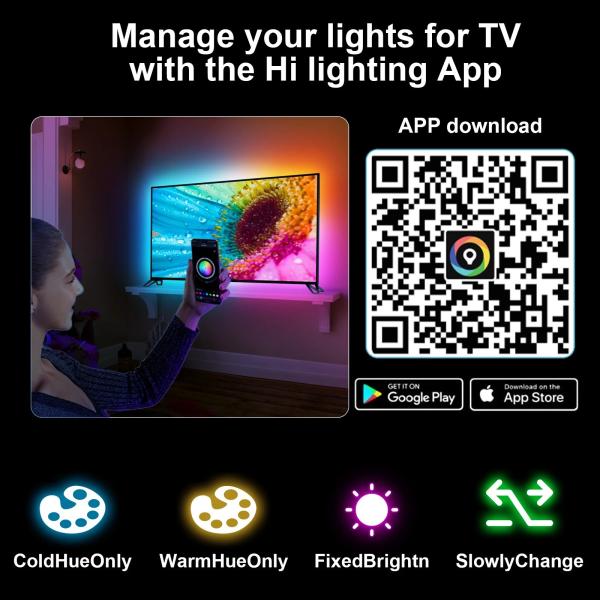 4m 75 85 TV LED Backlights HDMI Strip 0.5kg HDMI 2.0 Sync Box and Music Sync 100lm