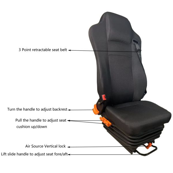 Heavy Duty Breathable Black PU Leather Fabric Suspension Seat for Comfortable and Durable Seating