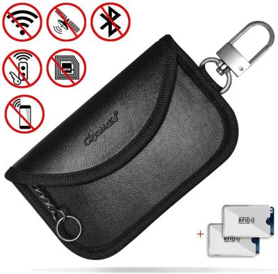 PU Leather Faraday Key Fob Protector Keyless Entry For Car Key 4.88 X 2.95 Inch