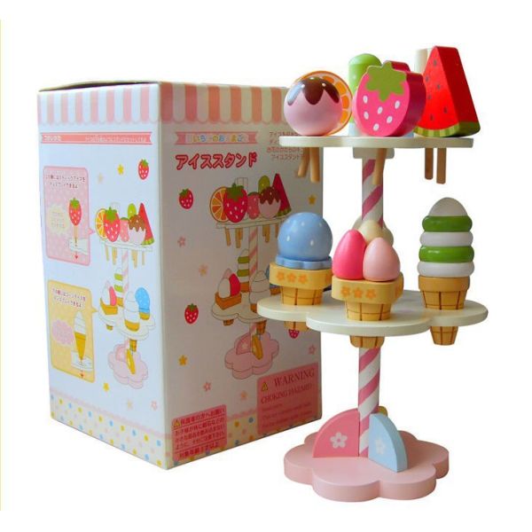 Simulation Magnetic Ice Cream Wooden Toys Pretend Play Kitchen Food