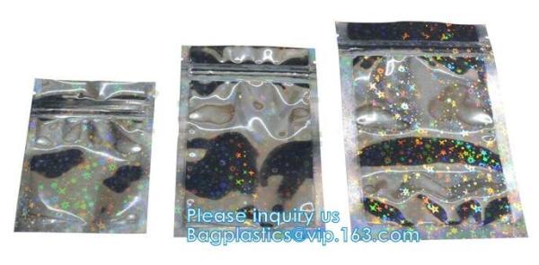 Holographic Pouch Brightly Custom Printing Logo Laser Three Side Sealed Bag For Lip Eyelash Glue Hairpin