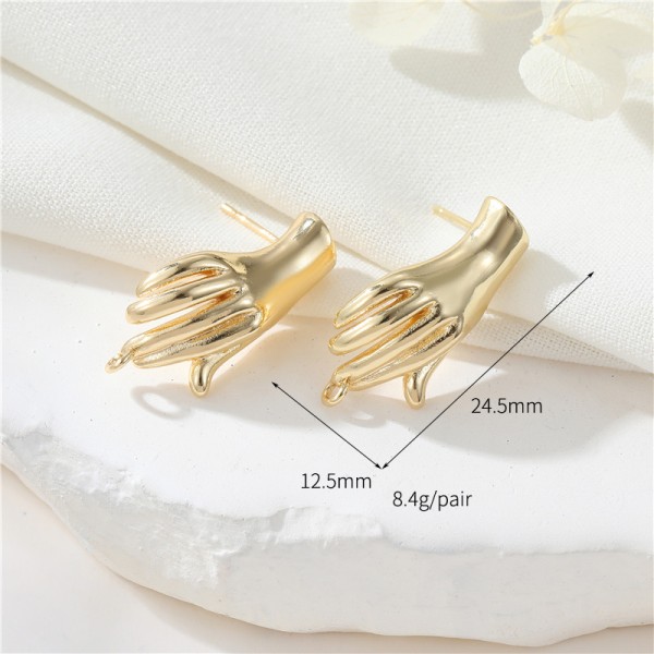 14K Gold Plated Fashion Jewelry Earrings Accessories Round Heart Shape Earrings DIY Women's Hand Shape Earrings