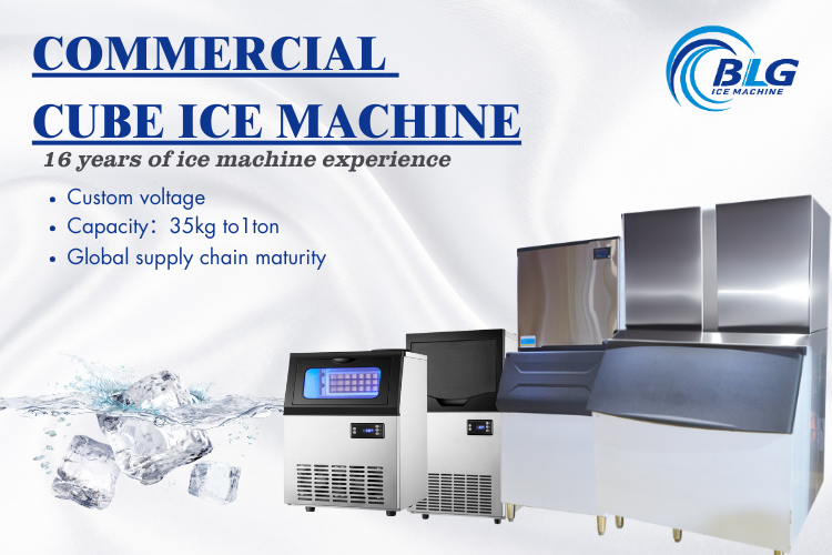 BLG Commercial 40kg/24h Cube Ice Machine 8kg Storage Capacity 220V Energy Saving Compressor Plug Customizable Automatic